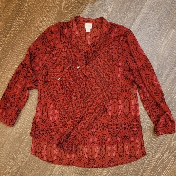 Chicos‎ Size 1 Red Boho Blouse - Picture 7 of 7